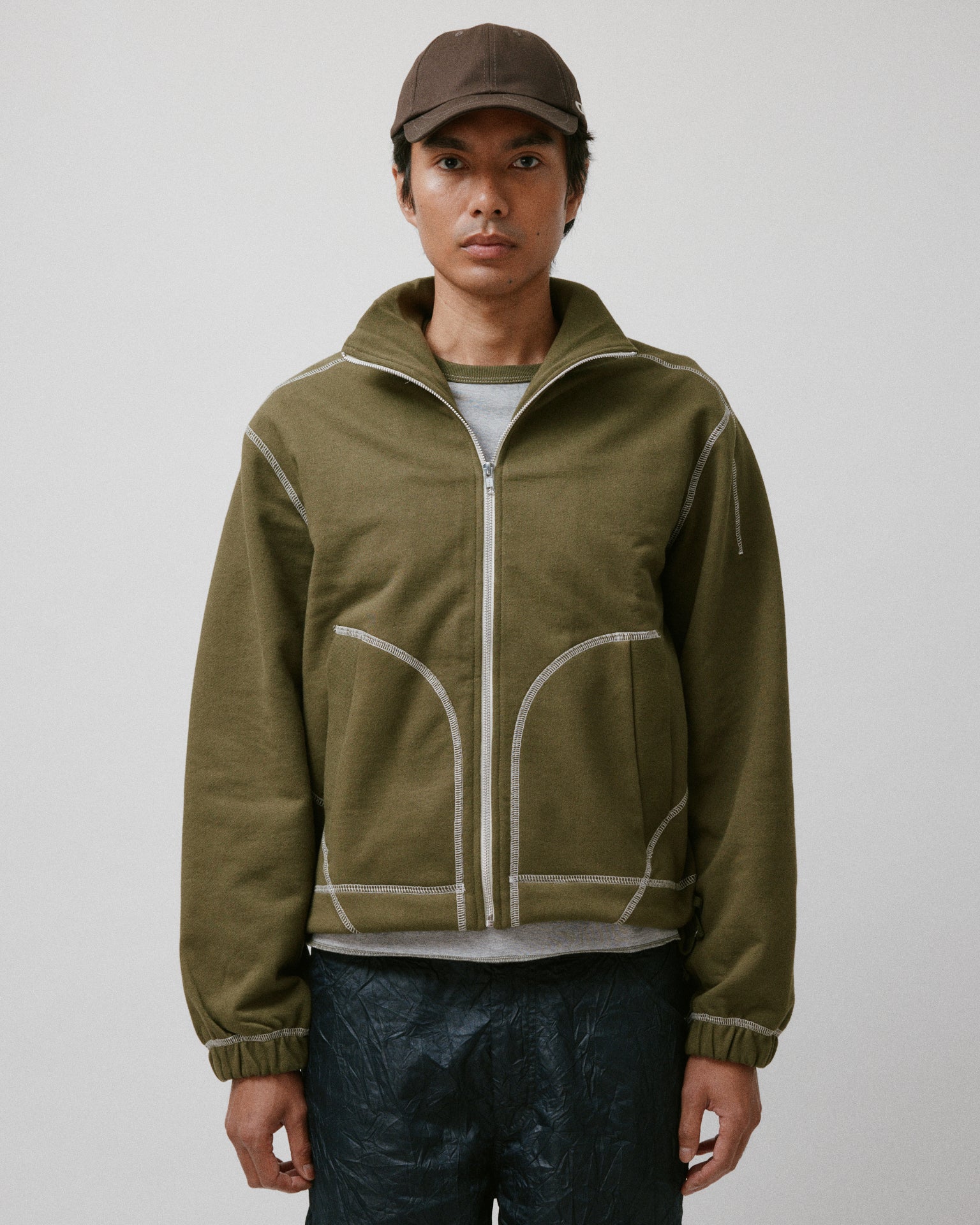 Knot Zip Sweater Olive Drab
