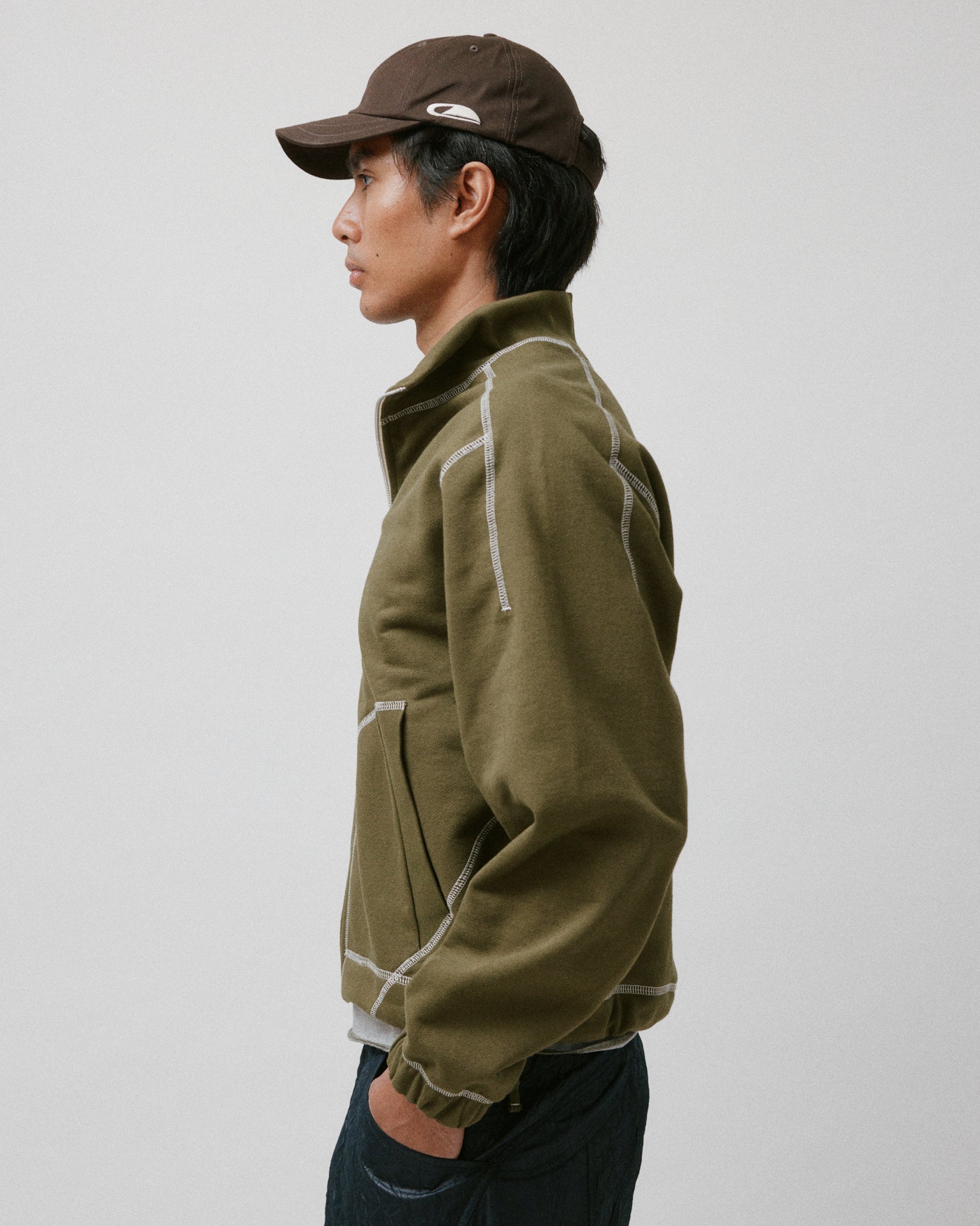 Knot Zip Sweater Olive Drab