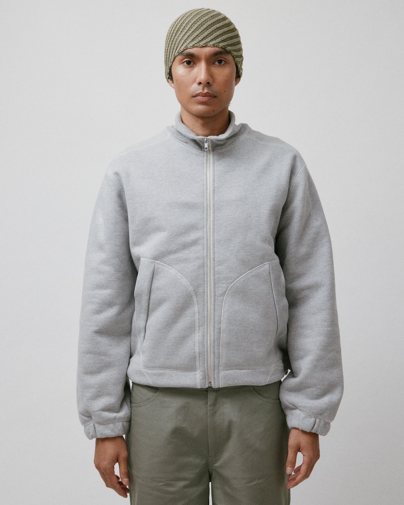 Knot Zip Sweater Heather Grey
