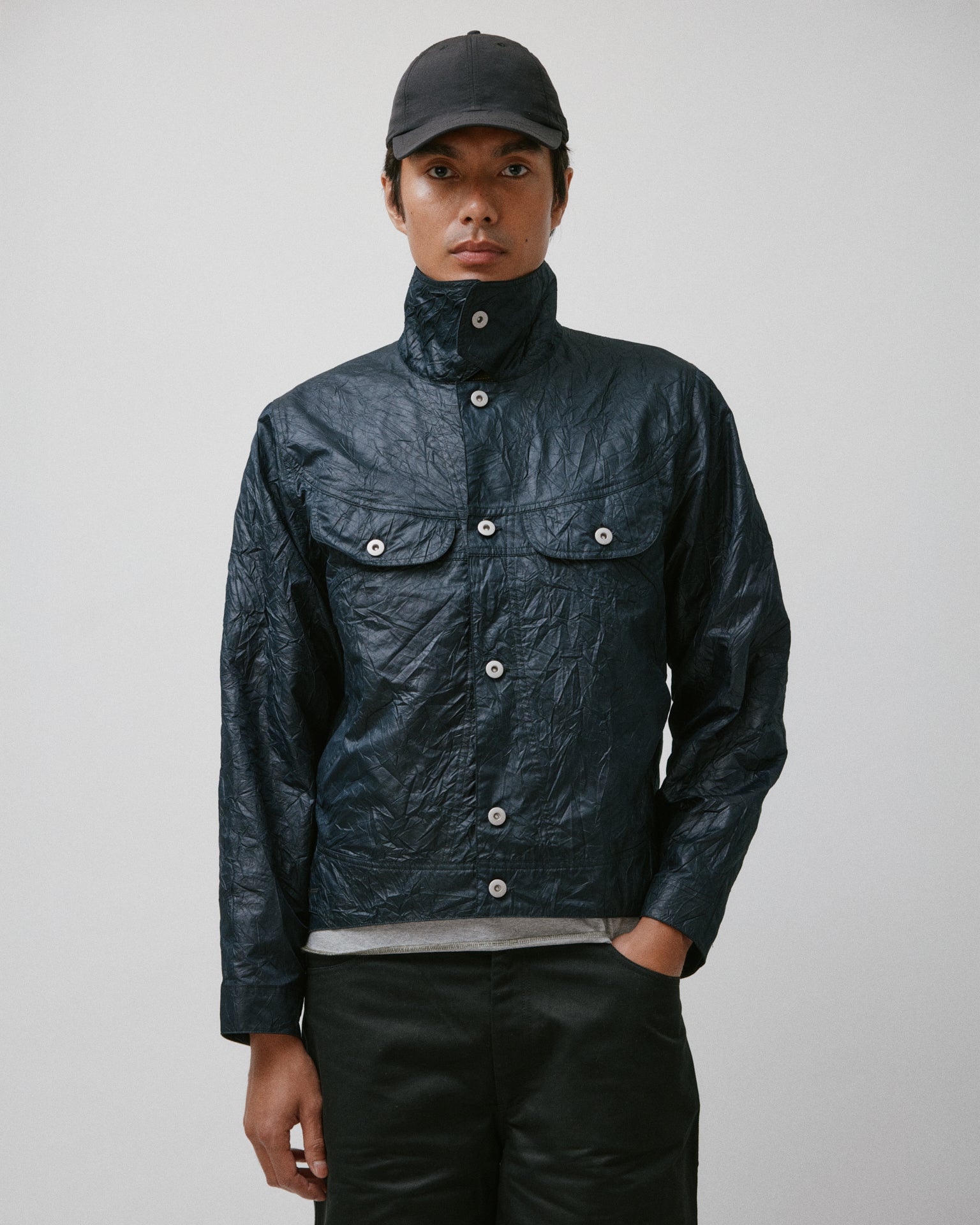 Wrinkle Welder Button Jacket Black
