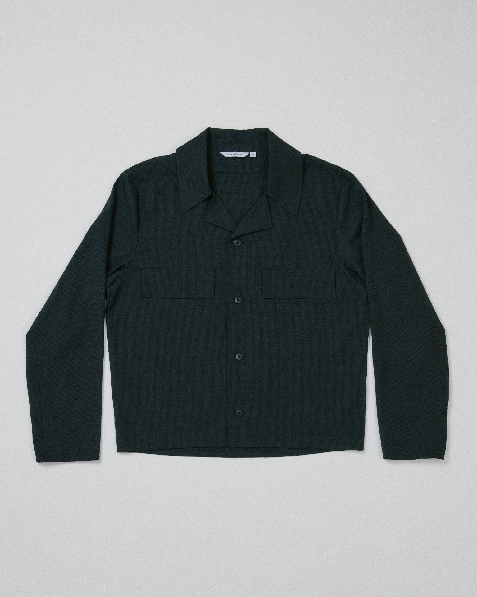 Wing Mesh Button Down Black