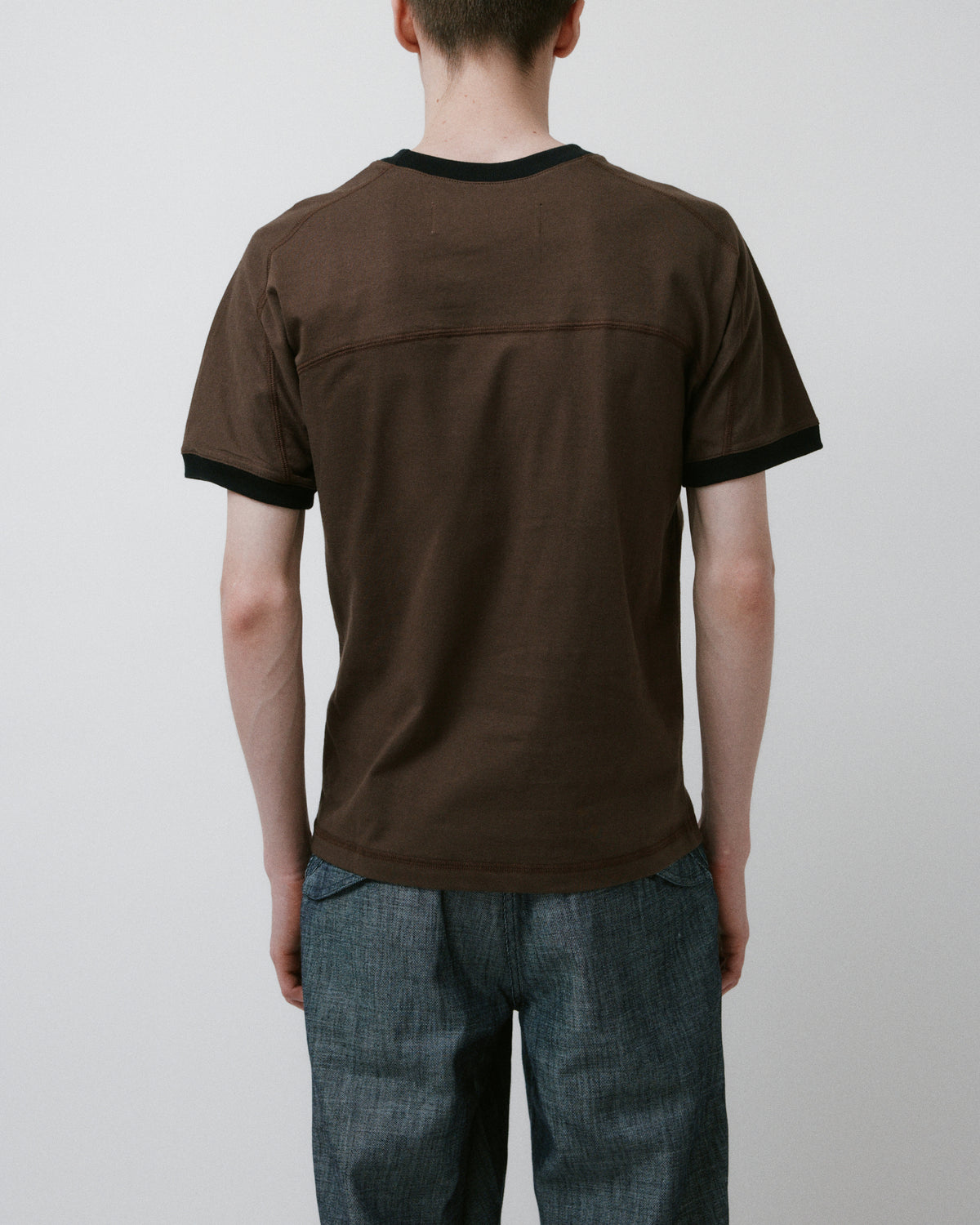 Stripe Ringer SS Tee Brown