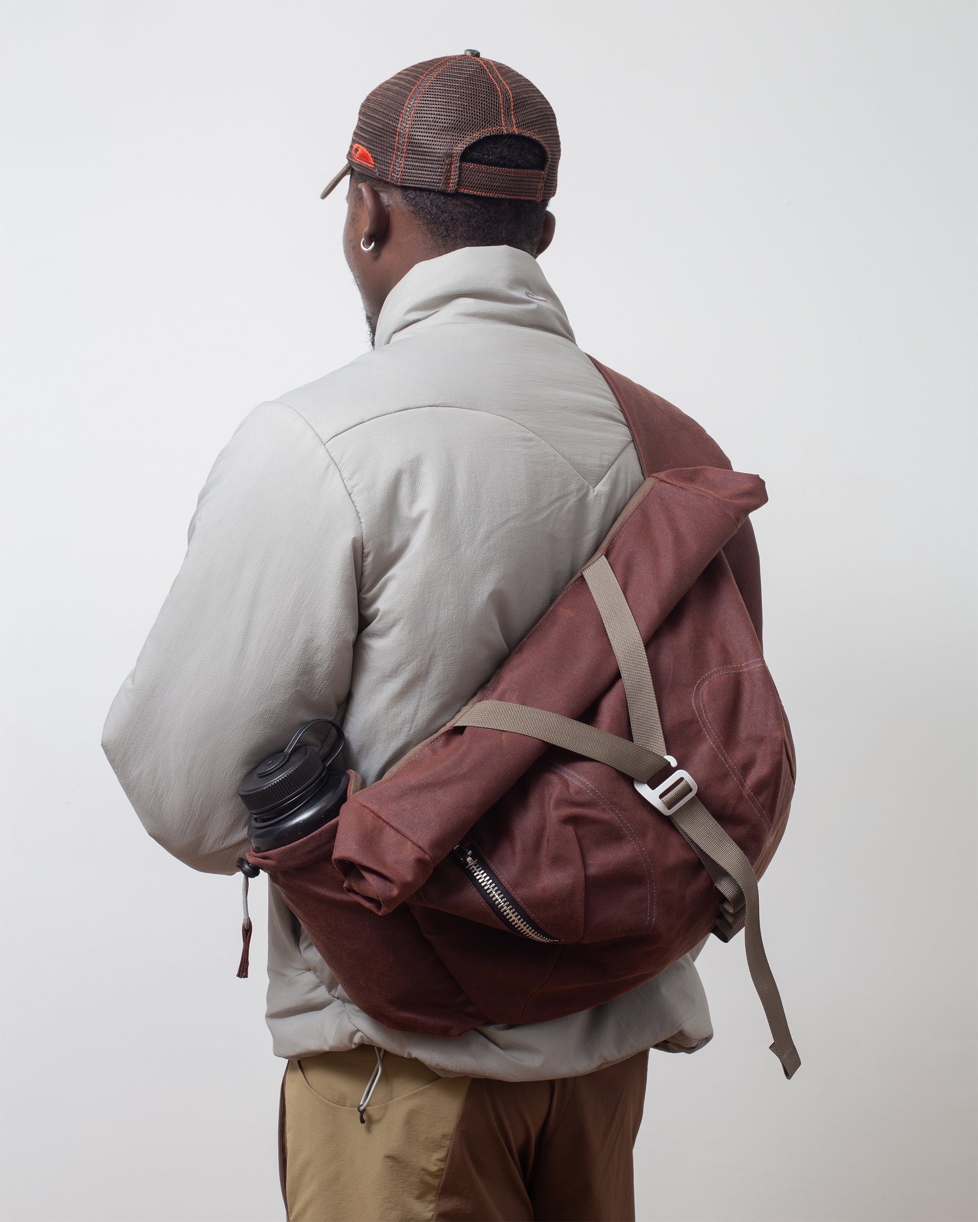 Bubble-Roll Wax Messenger Bag Chestnut