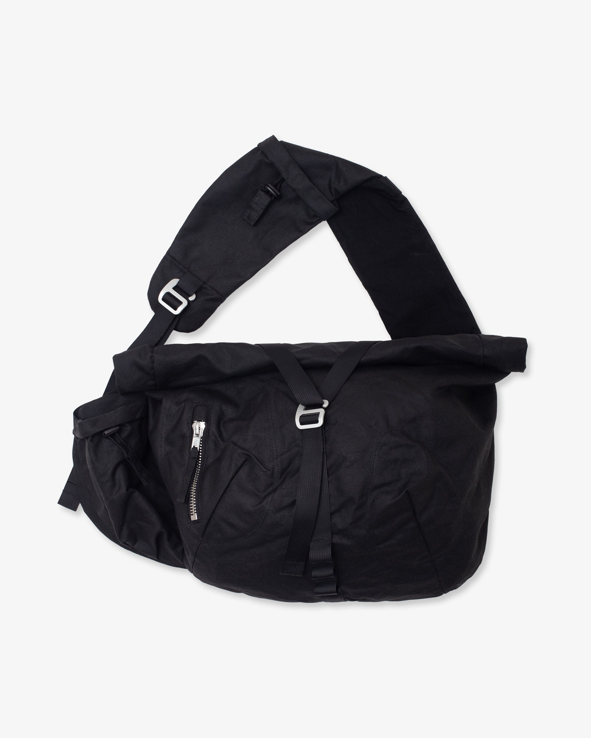 Bubble-Roll Wax Messenger Bag Black